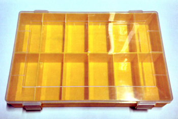 Sortimentskasten gelb mit 12 Fchern