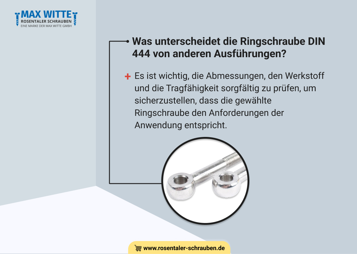 Was unterscheidet die Ringschraube DIN 444 von anderen Ausführungen?