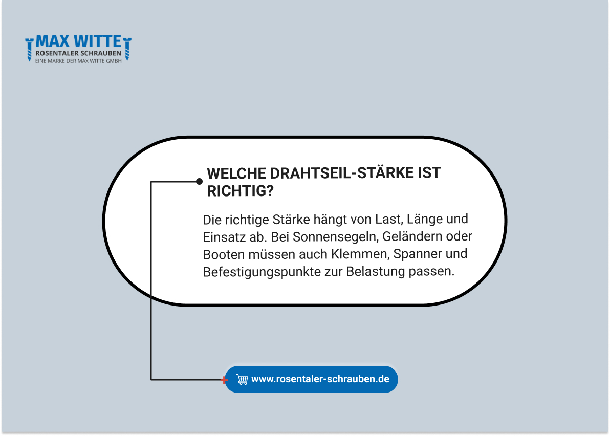 Welche Drahtseil-Stärke ist richtig?