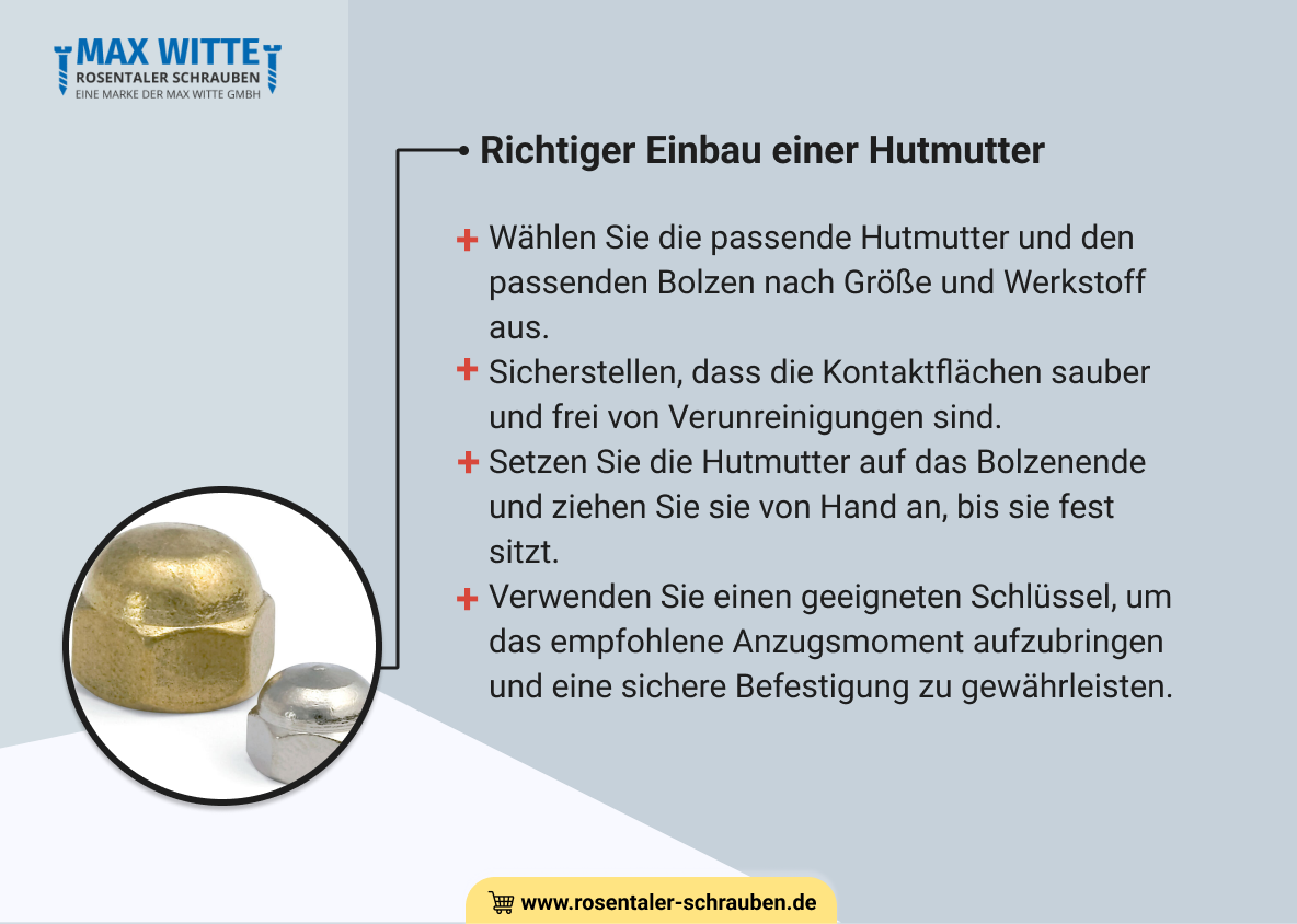 Richtiger Einbau einer Hutmutter