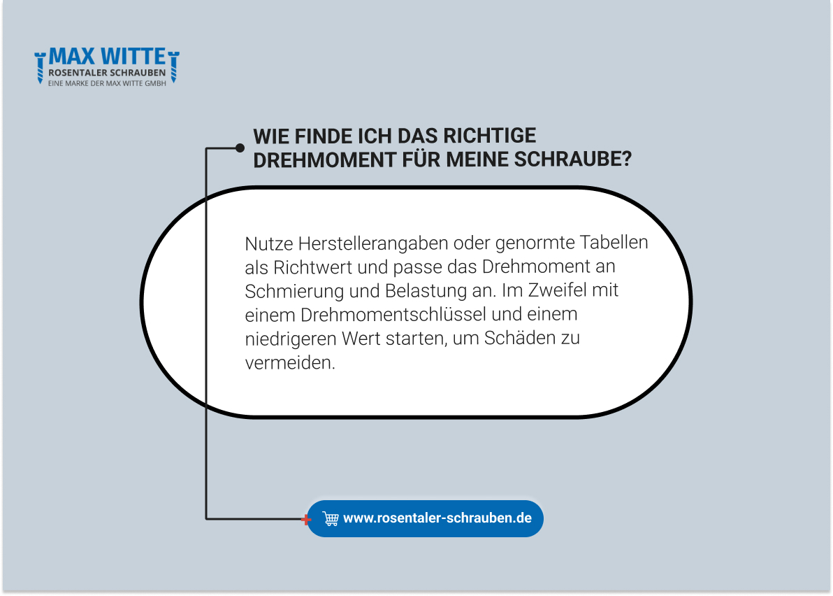Wie finde ich das richtige Drehmoment für meine Schraube?