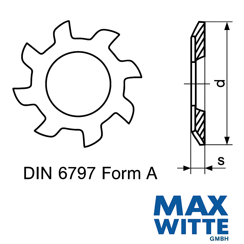 Zahnscheibe Außenverzahnt DIN 6797 A2 Edelstahl Form A10,5