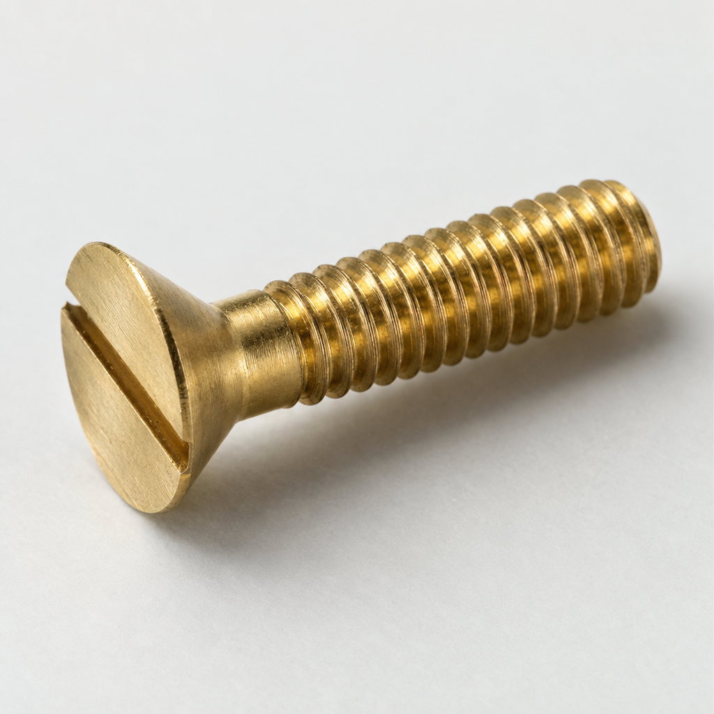 100 Stück VE, Senkkopschraube mit Schlitz DIN 963 Messing blank M3 x 20